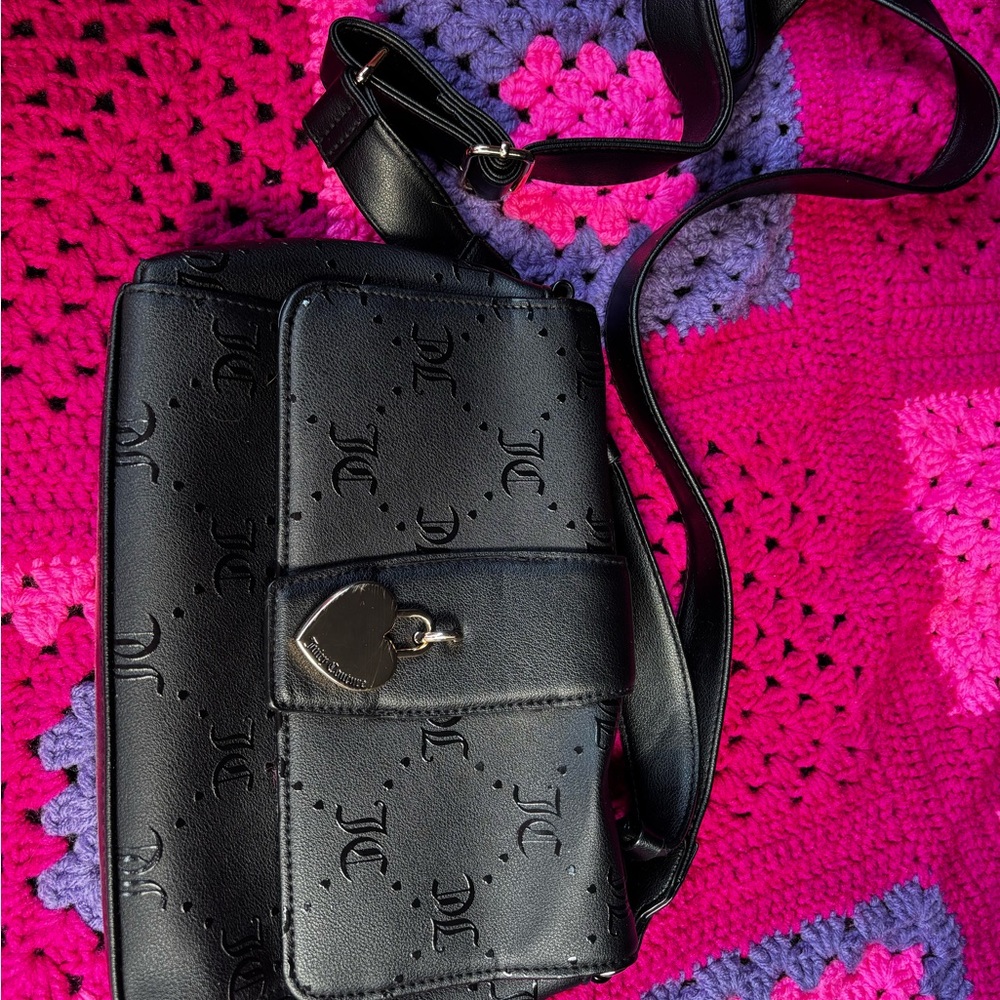 Juicy Couture Black Crossbody Bag with Embossed Texture